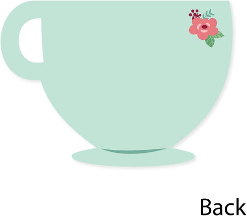 Set 12 Big Dot of Happiness Floral Lets Par-Tea - Shaped Thank You Cards - Garden Tea Party Thank You Note Cards