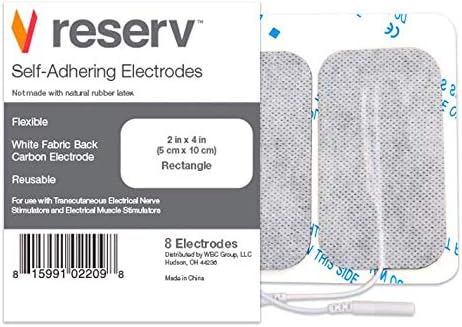 reserv 2" x 4" Rectangle Premium Re-Usable Self Adhesive Electrode Pads for TENS/EMS Unit (8 Electrodes)
