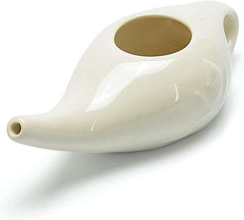 Ceramic Neti Pot for Nasal Sinus Cleansing | Microwave & Dishwasher Safe | Petite Design for Easy Use