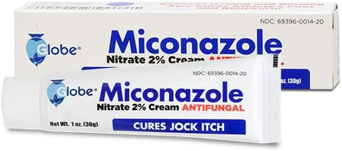 Globe Miconazole Nitrate 2% Antifungal Cream, 1 oz, Cures Most Athletes Foot, Jock Itch, Ringworm