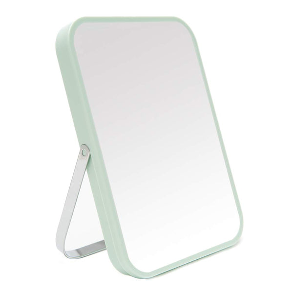 YEAKE Table Desk Vanity Makeup Mirror, 8-Inch Portable Folding Mirror with Metal Stand, 90° Adjustable Rotation (Green)