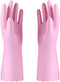 Alimat PluS Reusable Cleaning Gloves, Latex Free Dishwashing Gloves with Cotton Flock Liner, Pink
