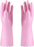 Alimat PluS Reusable Cleaning Gloves, Latex Free Dishwashing Gloves with Cotton Flock Liner, Pink