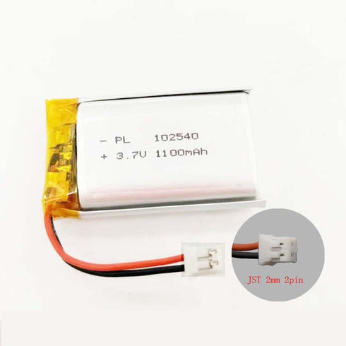 3.7V Li Lipo Lithium Polymer Ion Battery Pack, 1100mAH with 2 Pin JST Connector (102540)