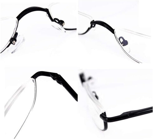 Viseng 2 Pairs Half Frame Reading Glasses, Slim Half Moon Lens Readers, Metal Semi Rimless Eyewear +1.0