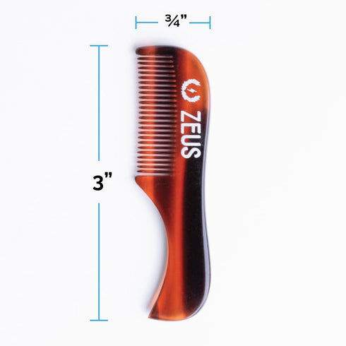 ZEUS Handmade Saw-Cut Mustache Comb for Men - Fine Tooth, Durable, Hand Polished Pocket Beard Comb (3 PACK)