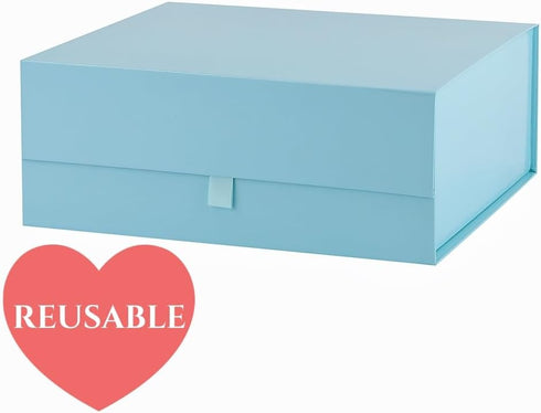 Large Gift Box, 13.5x11.8x4.7 Inches, Blue Gift Boxes with Magnetic Closure Lid for Luxury Gift Packaging