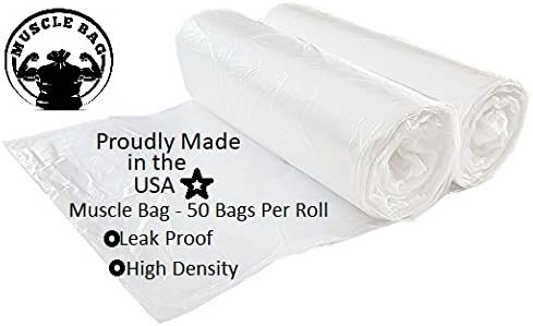Muscle Bag 4 Gallon Durable Waste Bin Trash Bags, 500 Count, 50 Bags Per Roll, Leak Proof Plastic