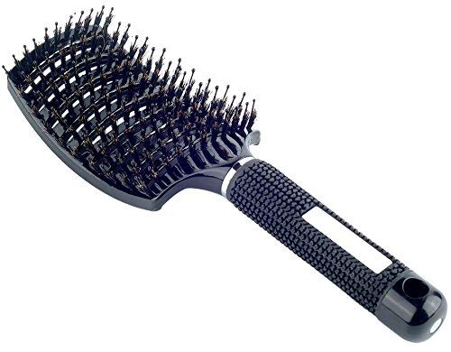 PERFEHAIR Natural Boar Bristle Hair Brush, Curved Vented Detangling Blow Dry Brush for All Hair Types