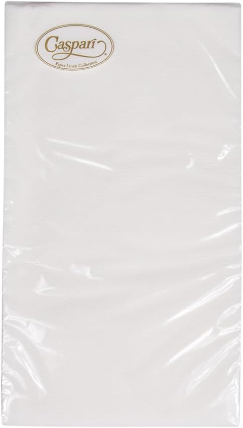 Packs 12 Caspari Paper Linen Solid Guest Towel Napkins in White - Four