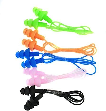 CTK Pack of 5 Soft Flanged Aqua Block Corded Silicone Gel Earplugs for Swimming
