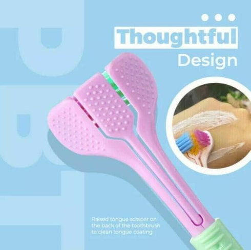 Three-Sided Soft Hair Toothbrush, 2 Pcs Random Color, Effective for Adults and Children