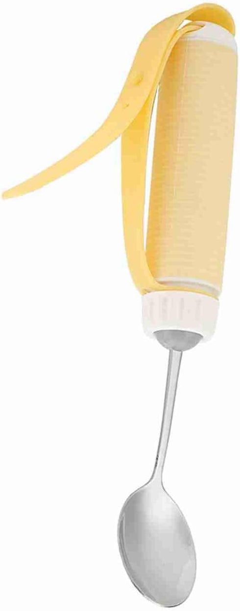 Oumefar Easy Grip Eating Aids Spoon, Disabled Utensil Stainless Steel Fork Arthritis Elder Aid Tablewares Flexible