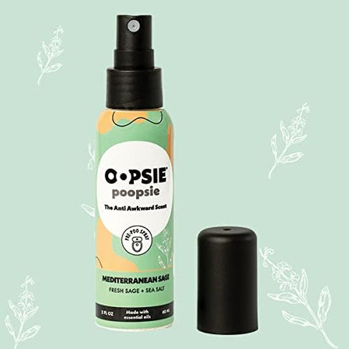 Pre GO Toilet Spray, Discreet & Portable Original Odor Deodorizer, 2 Oz Bottle, Mediterranean Sage