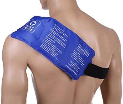 LARGE Gel Ice Pack with Strap - Hot/Cold Pain Relief for Knee, Back, Ankle, Neck, Shoulder - Freezable & Microwavable