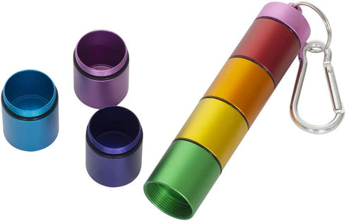 Portable Pill Case Keychain Waterproof 7 Days Pill Holder Travel Container for Outdoor Camping (Rainbow)