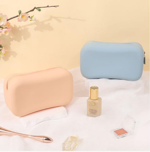 Silicone Makeup Bag, Small Travel Cosmetic Pouch with Zipper, Ample Storage Organizer for Essentials