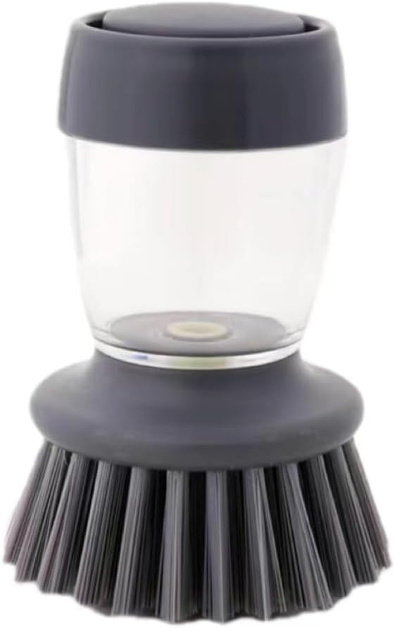 Dishwashing Brush with Soap Dispenser - Multi Functional Press Type Kitchen Detergent Brush for Dishwashers and Pans