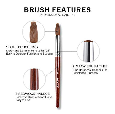 KADS Kolinsky Sable Acrylic Nail Art Brush - Red Wood Pen for Nail Art Manicure Tool (18#)