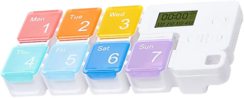 Weekly Pill Organizer Alarm Portable Medicine Case Compartments for Easy Dispensing Food-Grade