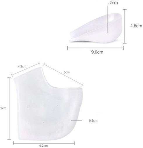 Invisible Height Increase Elevators Heels Cushion Insole, Heal Dry Cracked Heels & Protector, White, 2 cm