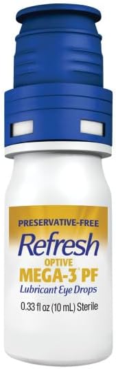 MEGA-3 0.33 oz (10mL) Refresh OPTIVE PF Lubricant Eye Drops Preservative-Free Artificial Tears, fl
