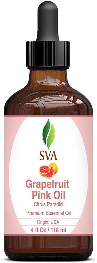 SVA Organics Grapefruit Pink Oil with Dropper - 118 ml (4 fl. oz.) 100% Pure for Skin, Hair, Aromatherapy
