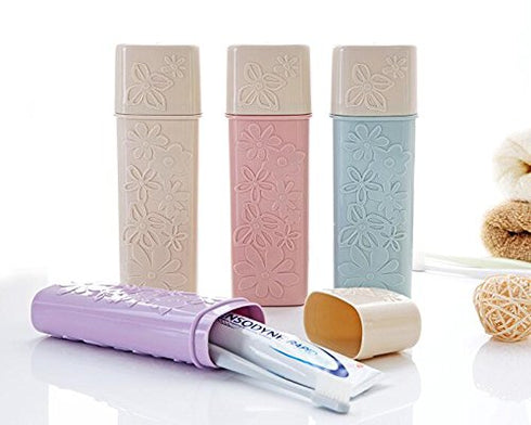 2PCS Portable Toothbrush Toothpaste Holder Case for Travel Use, Color Random, PP Plastic