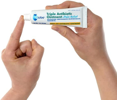 Globe 4 Pack Triple Antibiotic + Pain Relief Ointment, 1oz First Aid for Cuts, Burns, Scrapes