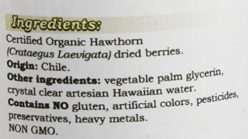 Hawaii Pharm 2 oz Hawthorn Alcohol-Free Liquid Extract, Hawthorn (Crataegus Laevigata) Dried Berry Glycerite