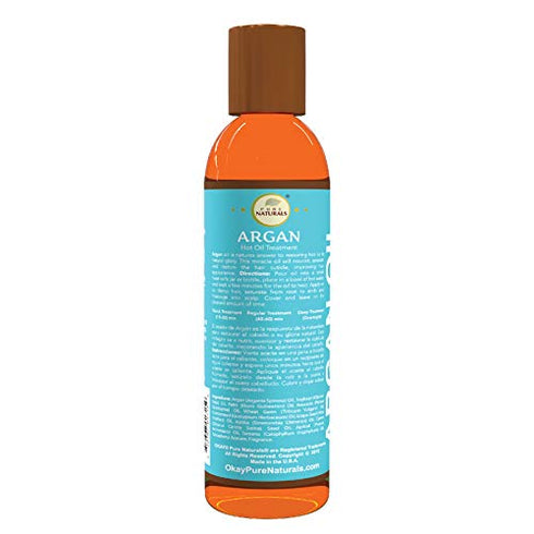 OKAY 100% Natural Argan Hot Oil Hair Treatment, 6 oz - Hair Oil for Dry Damaged Frizzy Hair