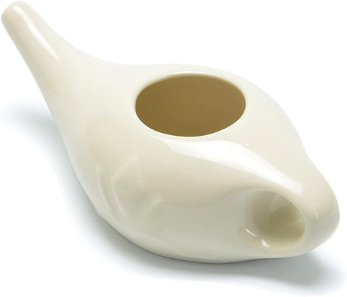 Ceramic Neti Pot for Nasal Sinus Cleansing | Microwave & Dishwasher Safe | Petite Design for Easy Use
