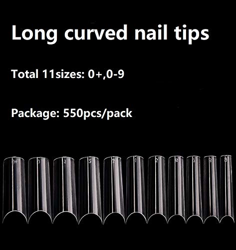 YIMART 550pcs Fake Nails, Premium Square Clear Tips, Nail Art C Tips French Acrylic Long C Curve False Nails