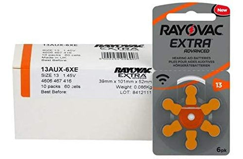 RAYOVAC EXTRA 13 pack 60 HEARING AID BATTERIES SIZE NEW pcs (Original Version)