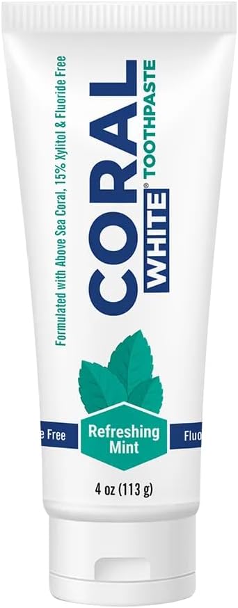 Coral White Mint Toothpaste, Natural Fluoride SLS Free, Coral Calcium Remineralizing, 4 Ounce