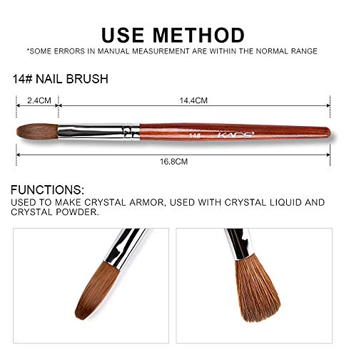KADS Kolinsky Sable Acrylic Nail Art Brush | Red Wood Pen Nail Brush | 14# for Nail Art Manicure Tool