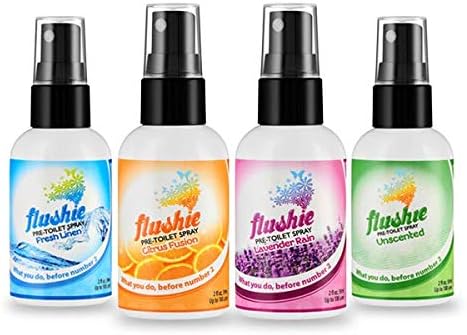 Flushie Pre-Toilet Spray, 2oz, Travel Size Toiletries Bathroom Spray for Poop Deodorizer