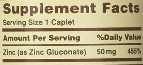 Sundown Zinc Gluconate 50 mg Caplets, 100 ct