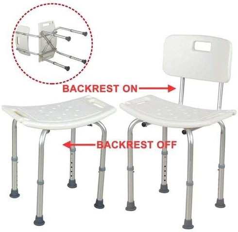 Mecor Adjustable Medical Shower Chair Bath Tub Seat Bench Stool Detachable Backrest
