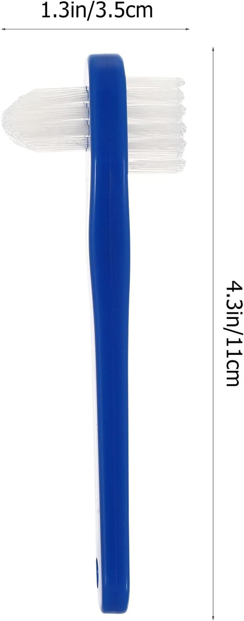 Healifty Denture Brush, Double Sided Cleaning Tool for False Teeth, 2pcs (White + Blue)