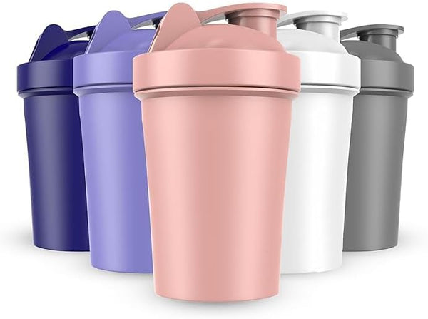 5 PACK Shaker Cups for Protein Shakes, Motivational Protein Shaker Bottles, Dishwasher Safe Shaker Cups (BoldBlend)