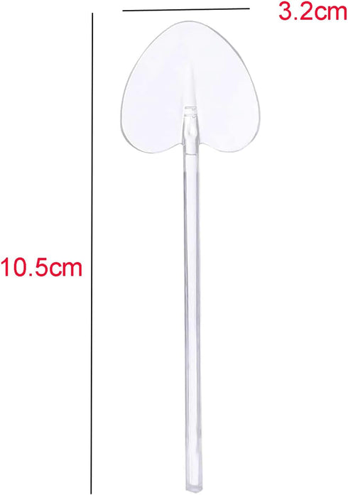 100Pcs Disposable Heart Desserts Spoons Plastic Tasting Spoons Cake Long Handle Spoon Individually Wrapped Tasting Serving Dessert Spoon for Restaurant Wedding Party Favor, Transparent