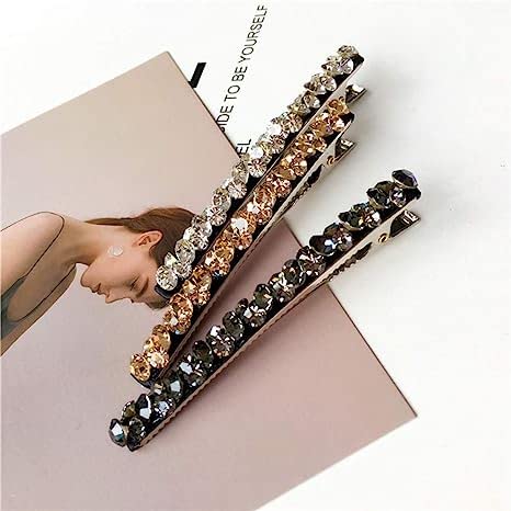 Vpang 2 Pcs Shiny Rhinestone Hair Barrette Clip and Bobby Pins for Women