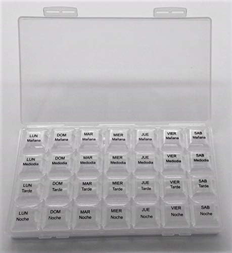 Healthaccessories 7 Spanish Pill Box Day Four Times a Day Weekly Pill Planner Organizer - Large Compartment Pill Boxes
