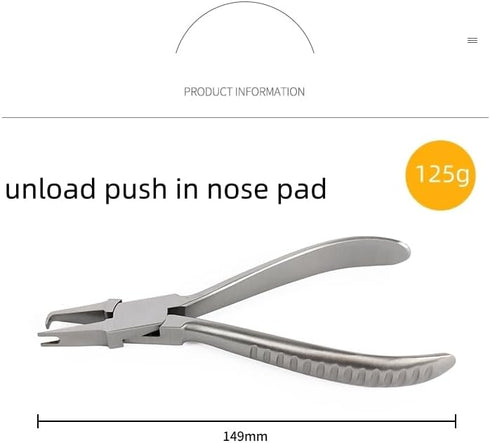 Eyeglasses Frame Pliers, Unload Push in Nose Pad Plier for Optical Adjusting Eyeglasses Repair Kit