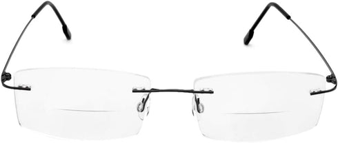 Fuisetaea Rimless Frame Bifocal Reading Glasses - Flexible Titanium Alloy +1.50 Lightweight Readers