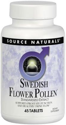 Source Naturals Swedish Flower Pollen Extract Supplement, Supports Prostate Function and Healthy Urine Flow - 45 Tablets