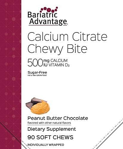 Bariatric Advantage Calcium Citrate Chewy Bites 500 mg - Sugar-Free Chewable Calcium Supplement - 90 Count