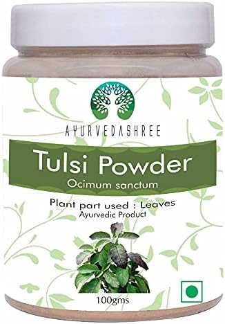 Tulsi Powder Holy Basil | 100 Gm | Vegan, Non-GMO, Gluten Free | Ocimum Sanctum Tulsi Leaves Powder