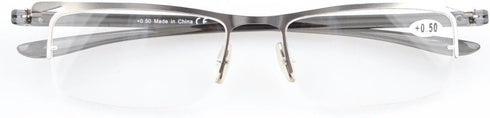 Eyekepper 3 Pairs Metal Half-rim Reading Glasses for Men Silver Frame +1.25
